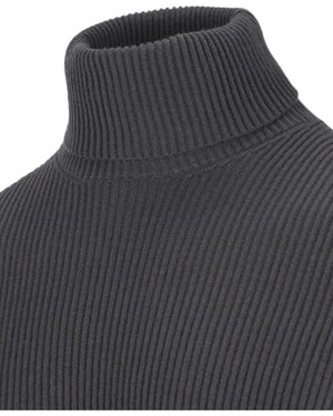 Stone Island Lead Grey Full Rib Wool Turtleneck Sweatshirt