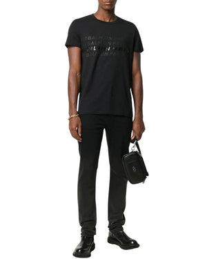 BALMAIN UH01601I380 Balmain Paris Multi Logo Black T-Shirt EAB BLACK T-SHIRT MALE S