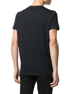 BALMAIN VH1EF000G016 Balmain Paris Rainbow Multi Logo Black T-Shirt AAA BLACK T-SHIRT MALE S