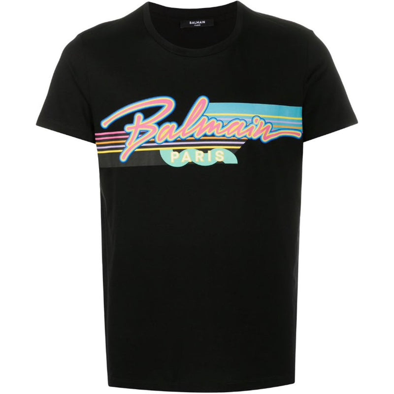 Balmain Balmain Paris Retro Logo Black T-Shirt — buy online at Garment Vault