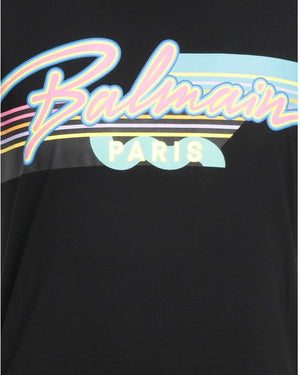 BALMAIN VH1EF000G039 Balmain Paris Retro Logo Black T-Shirt 0FA BLACK T-SHIRT MALE S