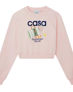 Casablanca Printed Cropped Sweatshirt Equipement Sportif Pink Sweatshirts Womens