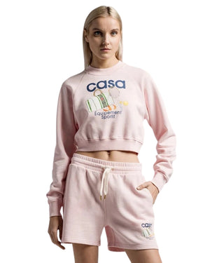 Casablanca Printed Cropped Sweatshirt Equipement Sportif Pink Sweatshirts Womens