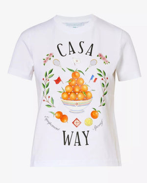 Casablanca Printed Fitted  T-Shirt Casa Way White  T-Shirts Womens