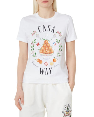 Casablanca Printed Fitted  T-Shirt Casa Way White  T-Shirts Womens