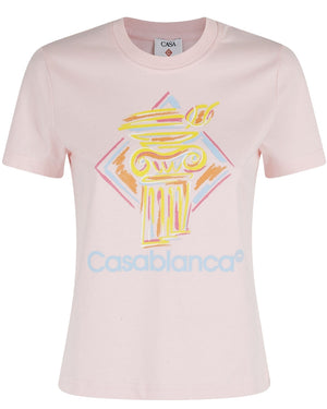 Casablanca Printed Fitted  T-Shirt Diamond Column Pink  T-Shirts Womens