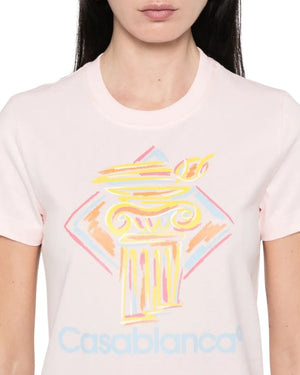 Casablanca Printed Fitted  T-Shirt Diamond Column Pink  T-Shirts Womens