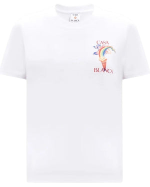 Casablanca Printed Fitted  T-Shirt Nature Teacher White  T-Shirts Womens