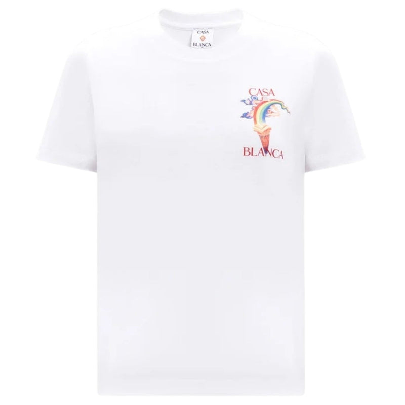Casablanca Printed Fitted  T-Shirt Nature Teacher White  T-Shirts Womens