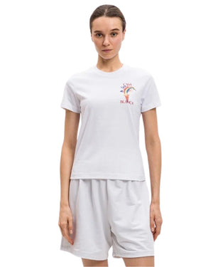 Casablanca Printed Fitted  T-Shirt Nature Teacher White  T-Shirts Womens