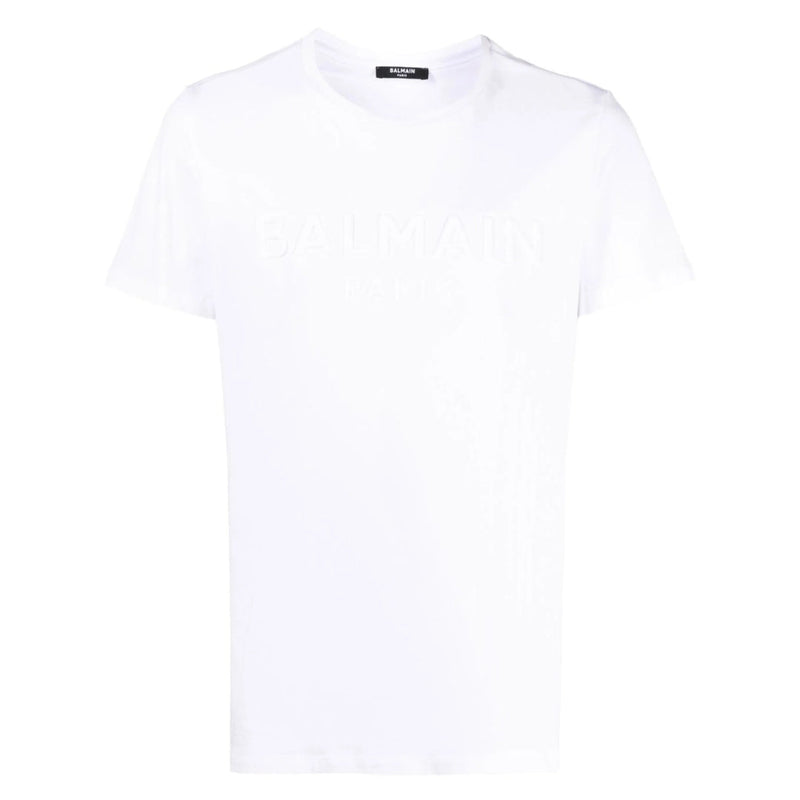 Balmain Balmain Paris Embossed Logo White T-Shirt — buy online at Garment Vault