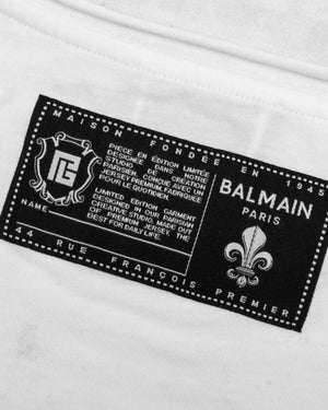 BALMAIN YU1EH035GB83 Balmain Sketch Drawing Logo White T-Shirt EAB WHITE T-SHIRT MALE S