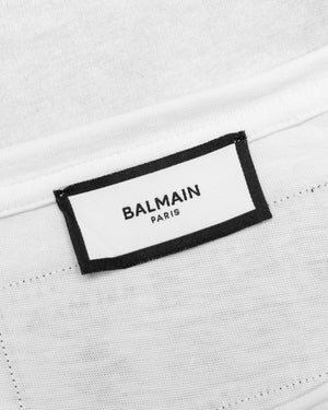 BALMAIN YU1EH035GB83 Balmain Sketch Drawing Logo White T-Shirt EAB WHITE T-SHIRT MALE S