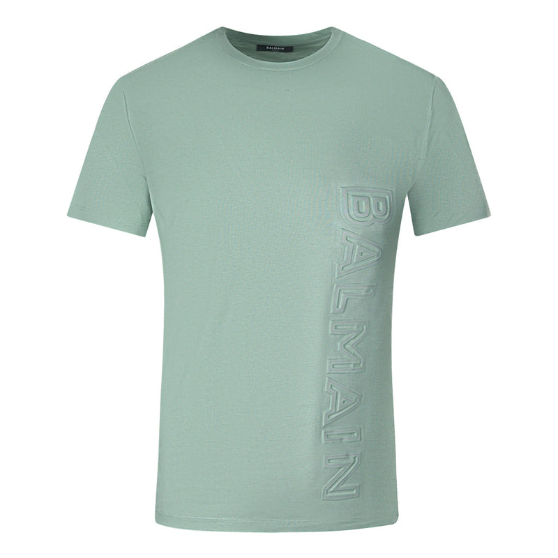 Balmain Balmain Brand Embossed Logo Green T Shirt — buy online at Garment Vault