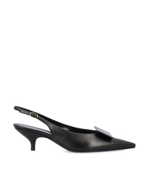 Celine Signature Slingbacks in Black