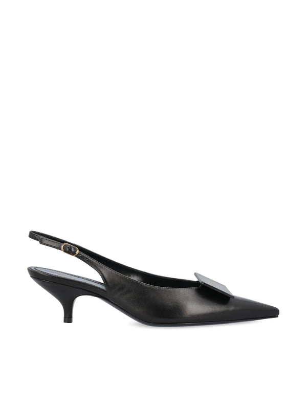 Celine Signature Slingbacks in Black