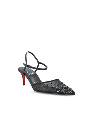 Christian Louboutin Black Miss Z 60 Riviera Strass Strappy Pumps