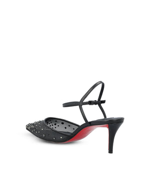 Christian Louboutin Black Miss Z 60 Riviera Strass Strappy Pumps