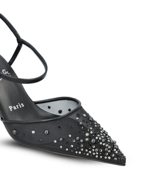 Christian Louboutin Black Miss Z 60 Riviera Strass Strappy Pumps