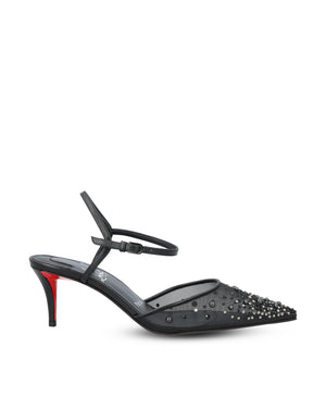 Christian Louboutin Black Miss Z 60 Riviera Strass Strappy Pumps
