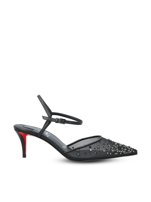 Christian Louboutin Black Miss Z 60 Riviera Strass Strappy Pumps